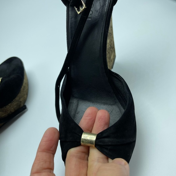 Gucci Shoes - Gucci suede cork peep toe wedge sandals 7.5 Italian